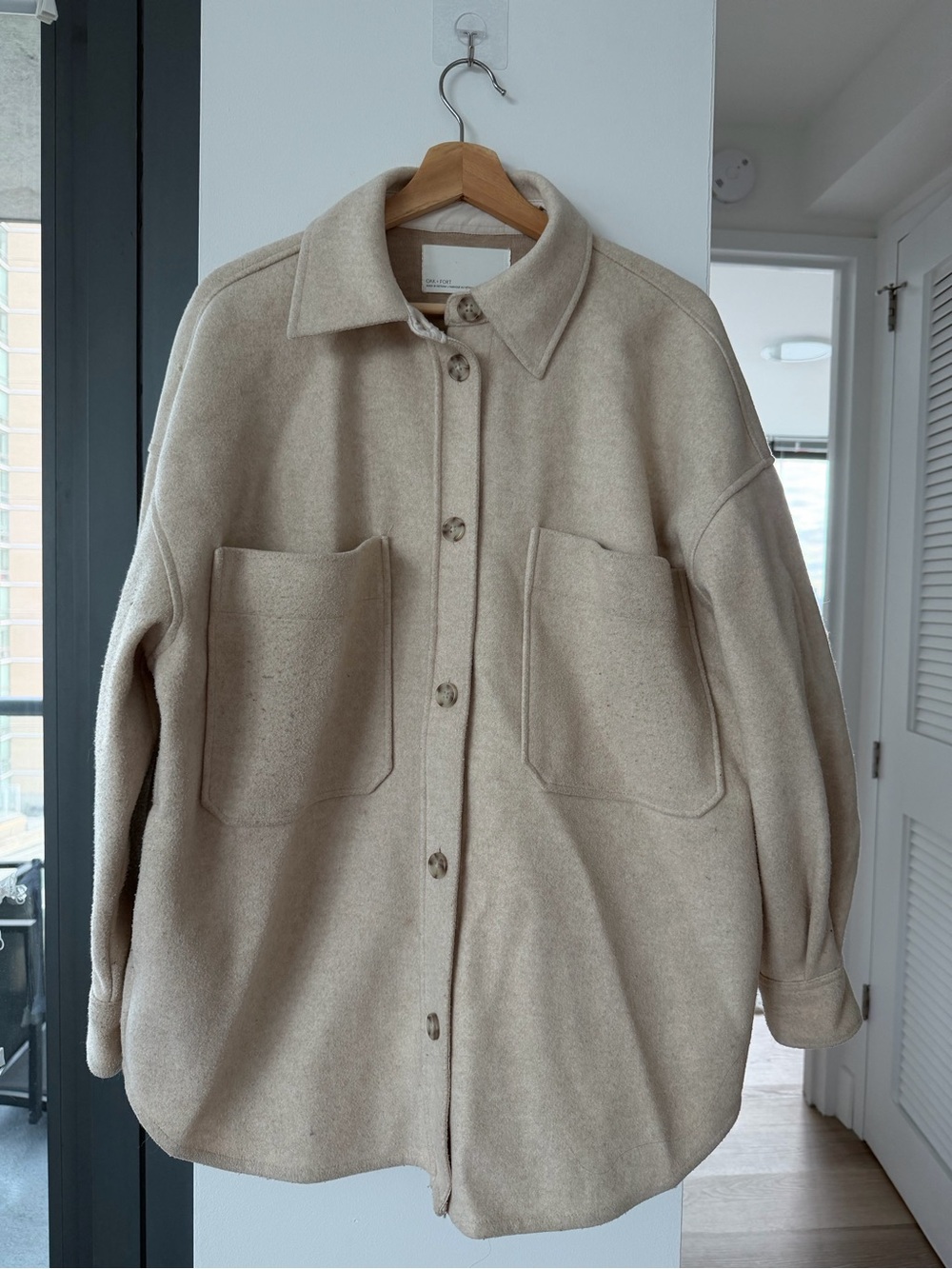 OAK + FORT Neutral Beige Utility Shacket